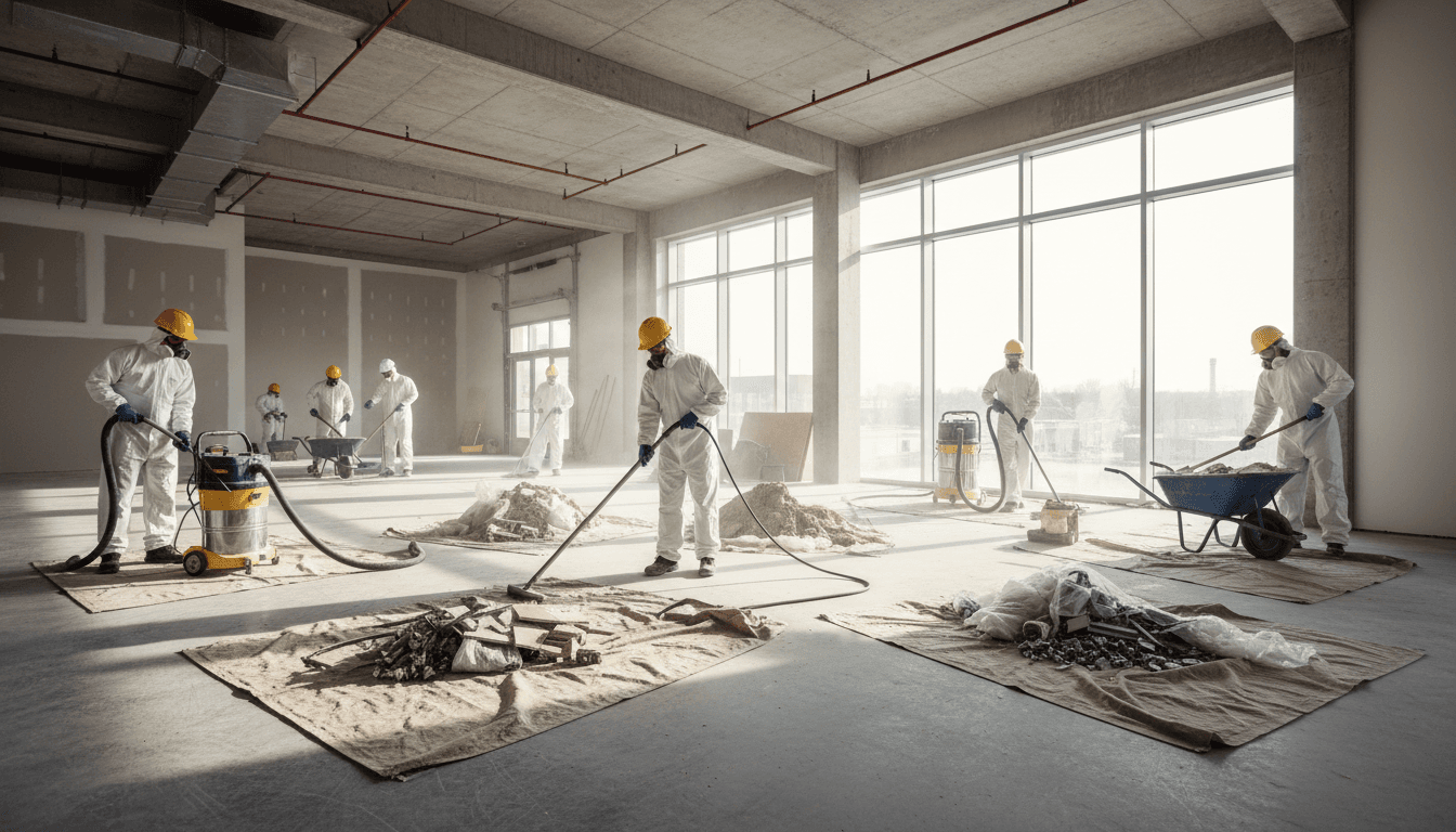 Équipe de nettoyage professionnelle sur un chantier à Paris